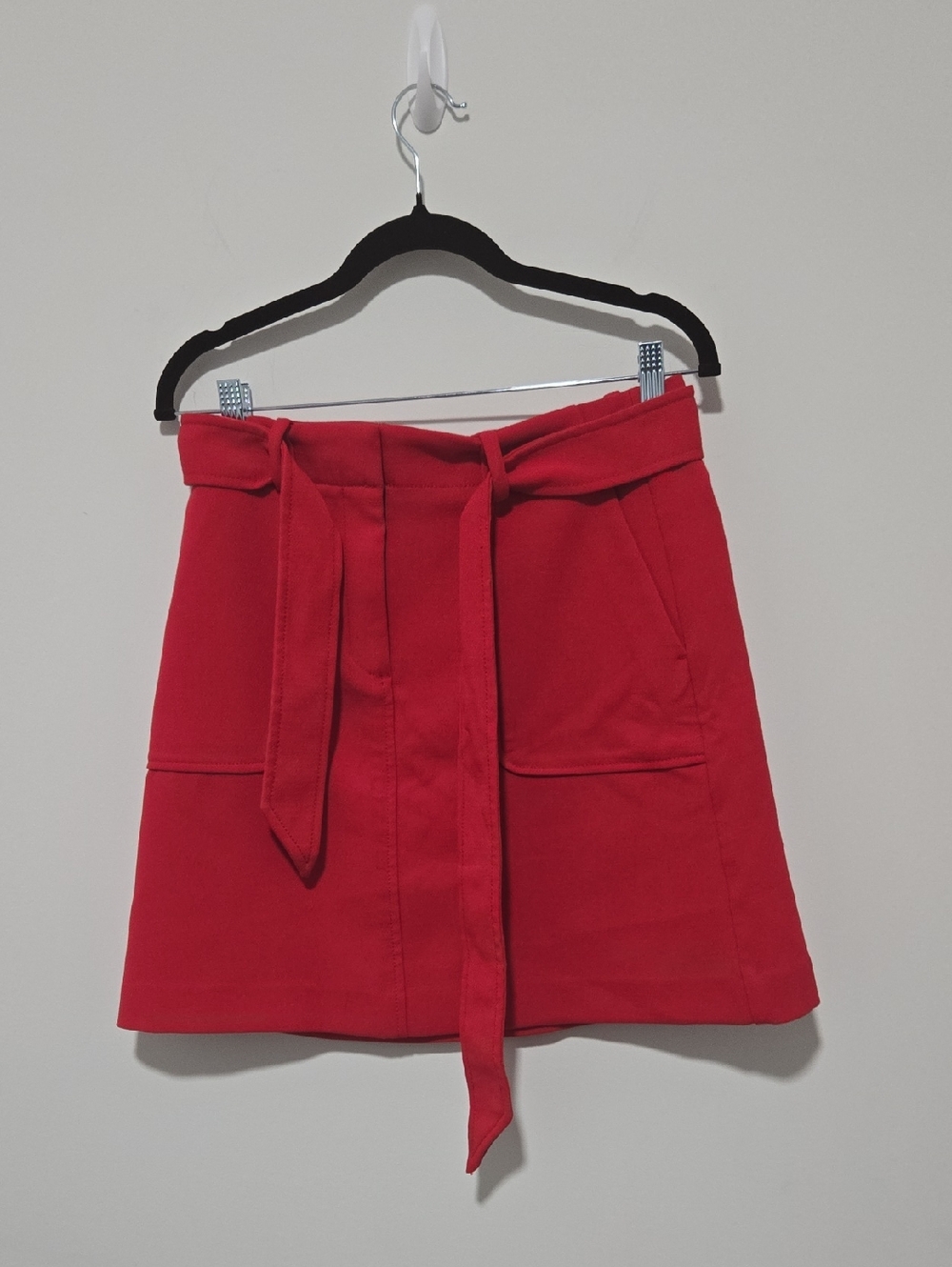 LOFT Bright Red Tie-Waist Mini Skirt